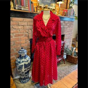 Vintage MS CHAUS A-Line Red Polka Dot Maxi Dress